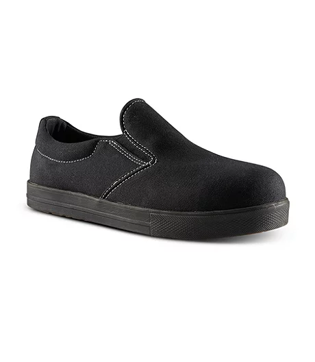 Women's Aluminum Toe Steel Plate Lightweight Canvas Slip On Safety Shoes - Black 6 Women's Aluminum Toe Steel Plate Lightweight Canvas Slip On Safety Shoes - Black - Image 4