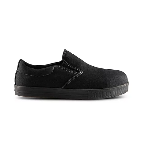 Women's Aluminum Toe Steel Plate Lightweight Canvas Slip On Safety Shoes - Black 5 Women's Aluminum Toe Steel Plate Lightweight Canvas Slip On Safety Shoes - Black - Image 3