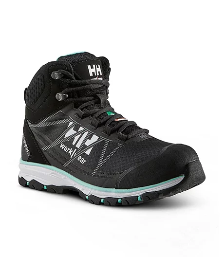 Women's Aluminum Toe Composite Plate Mid Cut Safety Hiker Boots - Black/Aqua 5 Women's Aluminum Toe Composite Plate Mid Cut Safety Hiker Boots - Black/Aqua - Image 3