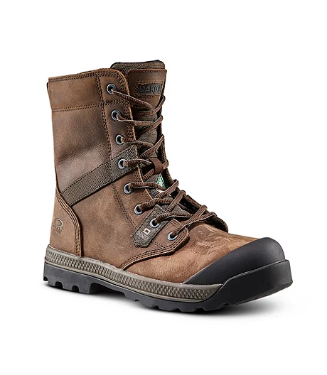 Women's 8 Inch Steel Toe Steel Plate Quad Lite Safety Work Boots With Toe Bumper - Brown 3 Women's 8 Inch Steel Toe Steel Plate Quad Lite Safety Work Boots With Toe Bumper - Brown