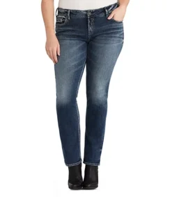 Women's Elyse Mid Rise Straight Leg Jeans - Dark Indigo - Plus Size