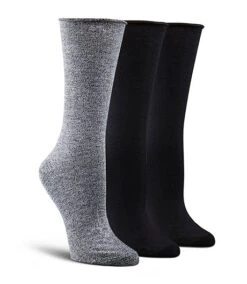 Women's 3-Pack Bamboo Rolled Edge Crew Cut Socks