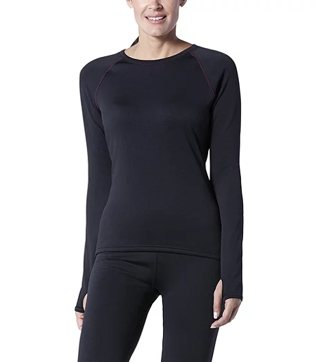 Women's T-Max Heat Grid Crew Neck Long Sleeve Fleece Top - Black 4 Women's T-Max Heat Grid Crew Neck Long Sleeve Fleece Top - Black - Image 2