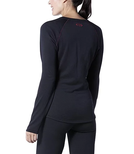 Women's T-Max Heat Grid Crew Neck Long Sleeve Fleece Top - Black 3 Women's T-Max Heat Grid Crew Neck Long Sleeve Fleece Top - Black