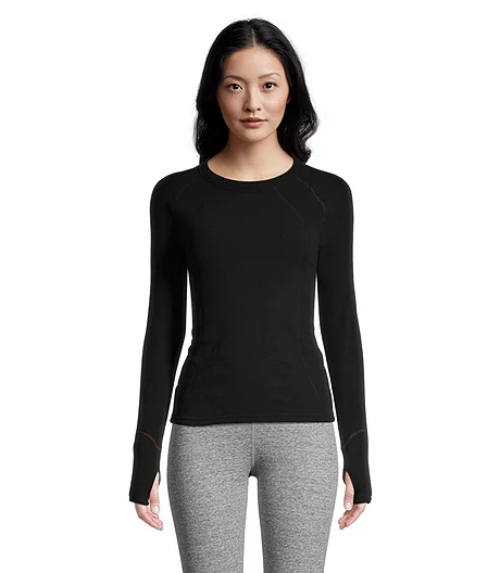 Women's T-Max Crewneck Long Sleeve Fleece Top - Black 4 Women's T-Max Crewneck Long Sleeve Fleece Top - Black - Image 2