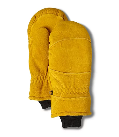 Men's Deerskin Gauntlet Sherpa Lined Mittens 3 Men's Deerskin Gauntlet Sherpa Lined Mittens