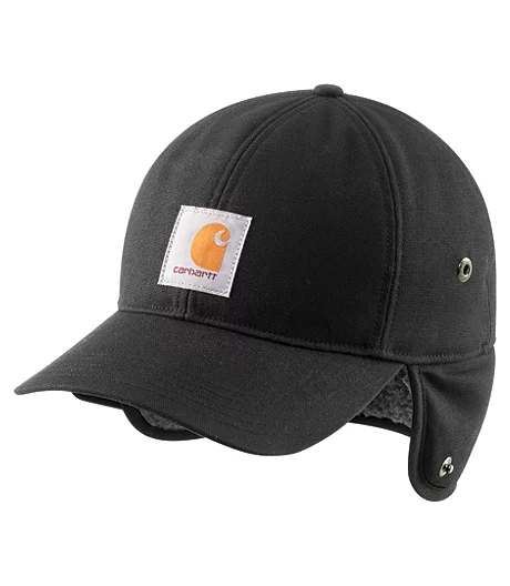 Carhartt Men's Rain Defender Canvas Earflap Cap - Black 4 Carhartt Men's Rain Defender Canvas Earflap Cap - Black - Image 2
