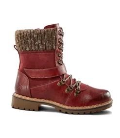 Women's Cherry Lined Lace Up Boots - Burgundy -Clothing Store 348587 5DQBDHFB21 2503 PROD 2 BGUNDY