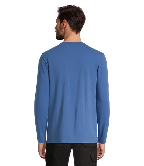 Men's Long Sleeve Crewneck Graphic Work T Shirt - Stone Blue 3 Men's Long Sleeve Crewneck Graphic Work T Shirt - Stone Blue
