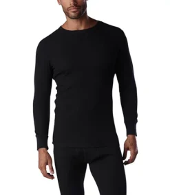 Men's Thermal Stretch Freshtech Long Sleeve Waffle Top - Black