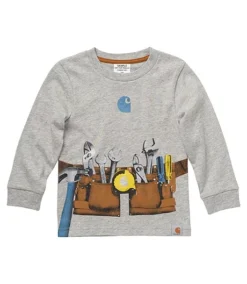 Carhartt Toddler Boys' 2-4 Years Knit Crew Neck Long Sleeve Toolbelt T Shirt - Grey Heather