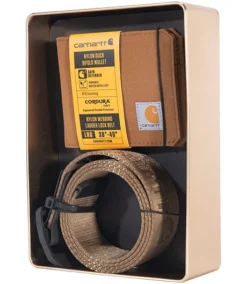 Carhartt Men's Heavy Duty Belt And Nylon Wallet Gift Set - Brown
