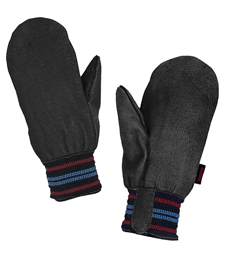 Men's Winter Leather Pile Lined Mittens 3 Men's Winter Leather Pile Lined Mittens