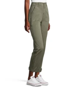 Women's Garment Wash High Rise Pants -Clothing Store 359129 3DJADHSP22 199 PROD 3 OLIVE