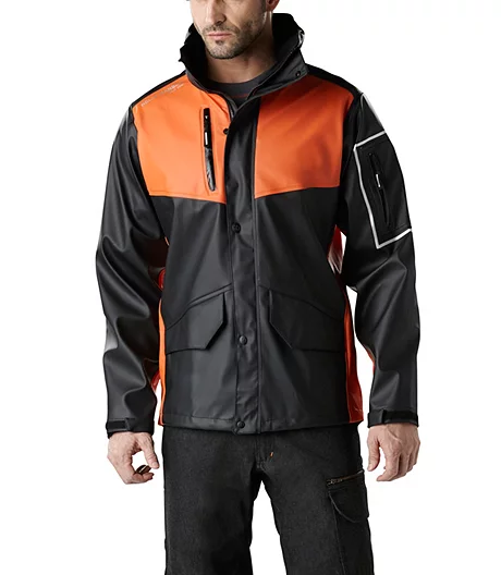 Men's West Coast PU Waterproof Jacket - Black Orange 3 Men's West Coast PU Waterproof Jacket - Black Orange