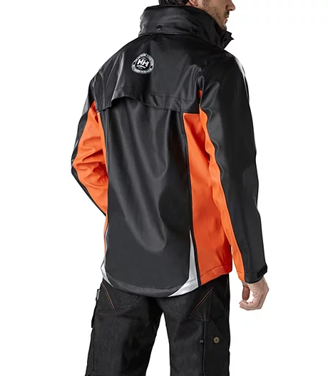 Men's West Coast PU Waterproof Jacket - Black Orange 4 Men's West Coast PU Waterproof Jacket - Black Orange - Image 2