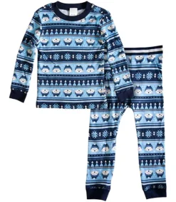 Toddler Boys' Soft Cozy Long Sleeve Top And Pants Thermal Set - Wolf-Deer