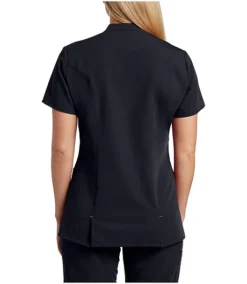 Women's Front Slit Stretch Short Sleeve Scrub Top 8 Women's Front Slit Stretch Short Sleeve Scrub Top -Clothing Store 369628 3FLBHHA22104BLA PROD 2 BLACK