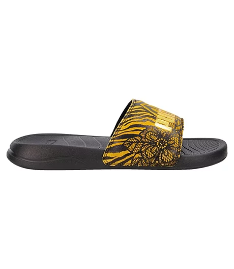Puma Women's Popcat 20 Slides - Black Yellow Gold 5 Puma Women's Popcat 20 Slides - Black Yellow Gold - Image 3