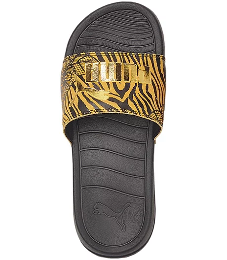 Puma Women's Popcat 20 Slides - Black Yellow Gold 3 Puma Women's Popcat 20 Slides - Black Yellow Gold