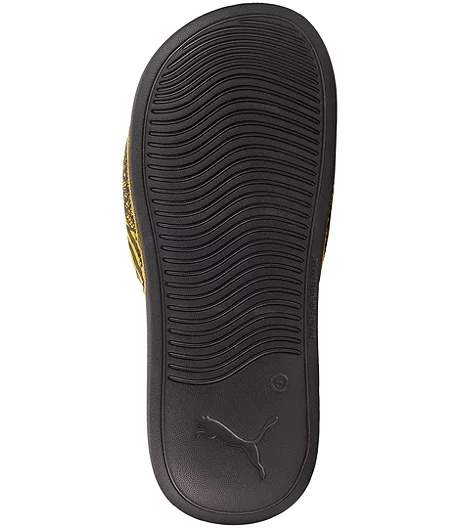 Puma Women's Popcat 20 Slides - Black Yellow Gold 4 Puma Women's Popcat 20 Slides - Black Yellow Gold - Image 2