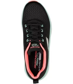 Skechers Women's D'Lux Walker Fresh Finesse Mesh Lace Up Shoes 8 Skechers Women's D'Lux Walker Fresh Finesse Mesh Lace Up Shoes -Clothing Store 376030 149368 BKMN PROD 3 BLKPCH