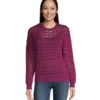 Women's Crochet Crewneck Sweater -Clothing Store 378666 3BGBDHFA2 361 PROD 1 DRKPIN