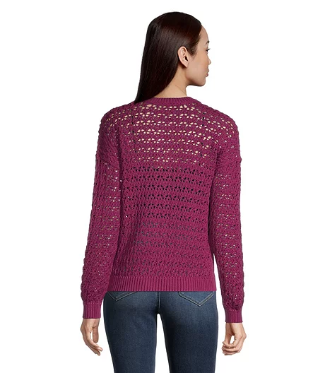 Women's Crochet Crewneck Sweater 4 Women's Crochet Crewneck Sweater - Image 2