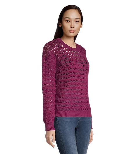 Women's Crochet Crewneck Sweater 5 Women's Crochet Crewneck Sweater - Image 3