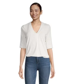 Women's Relaxed Fit V-Neck T Shirt 8 Women's Relaxed Fit V-Neck T Shirt -Clothing Store 380740 3AFFDHF2 2000 PROD 4 CREAM