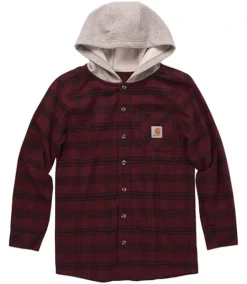 Carhartt Boys' 7-16 Years Long Sleeve Hooded Flannel Shirt -Clothing Store 386351 CE8191 R85 T PROD 1 TAWPOR
