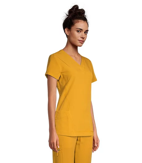 Women's Contour Neck Short Sleeve Scrub Top 4 Women's Contour Neck Short Sleeve Scrub Top - Image 2
