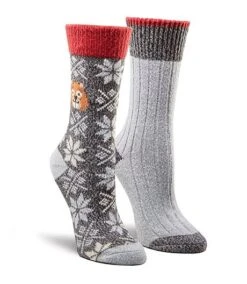 Women's 2 Pack Heritage Supersoft Fox Socks -Clothing Store 388900 6DUDWRF2 HG506 PROD 1 GREY