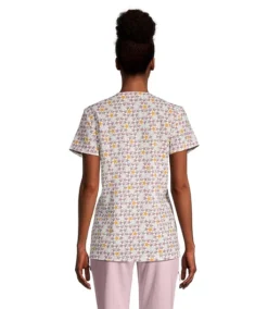 Women's Curved V Neck Short Sleeve Scrub Top -Clothing Store 390321 3FLBSCF22CALIME PROD 2 MULTI