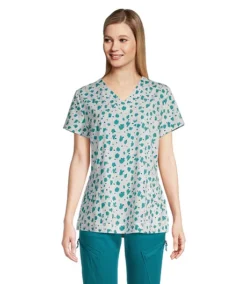 Women's Contoured V Neck Printed Scrub Top 7 Women's Contoured V Neck Printed Scrub Top -Clothing Store 390324 3FLBSCF22MARISS PROD 1 MULTI