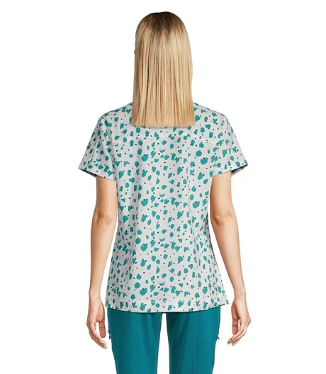 Women's Contoured V Neck Printed Scrub Top 4 Women's Contoured V Neck Printed Scrub Top - Image 2