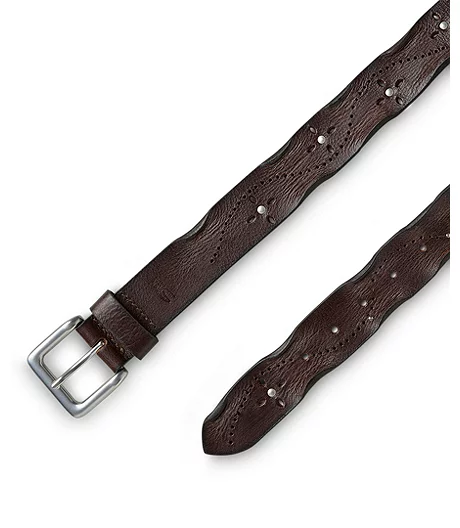 Women's Worn Edge Perforated Leather Belt 4 Women's Worn Edge Perforated Leather Belt - Image 2
