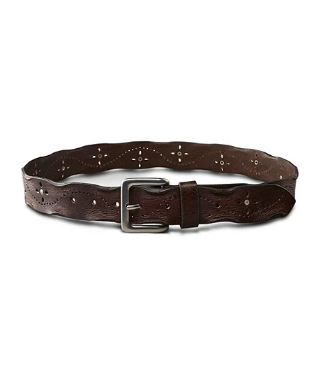 Women's Worn Edge Perforated Leather Belt 3 Women's Worn Edge Perforated Leather Belt