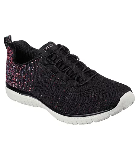 Skechers Women's Sport Active Bungee Slip On Shoes - Black White 4 Skechers Women's Sport Active Bungee Slip On Shoes - Black White - Image 2