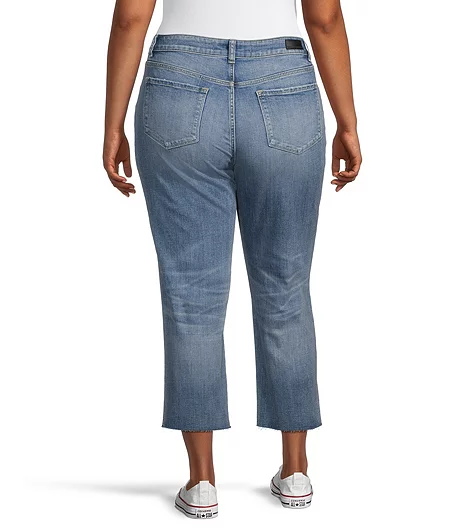 Women's Curvy Mid Rise Straight Leg Crop Jeans - Medium Indigo 4 Women's Curvy Mid Rise Straight Leg Crop Jeans - Medium Indigo - Image 2