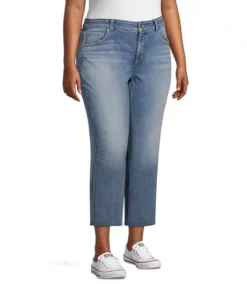 Women's Curvy Mid Rise Straight Leg Crop Jeans - Medium Indigo 7 Women's Curvy Mid Rise Straight Leg Crop Jeans - Medium Indigo -Clothing Store 393112 3EKADHSB23 847M PROD 3 MEDIND