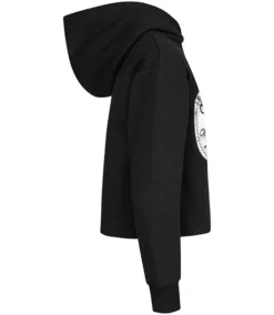 Converse Girls' 7-16 Years Chuck Taylor Script Shine Long Sleeves Cropped Hoodie Sweatshirt -Clothing Store 393591 369692 PROD 4 BLK
