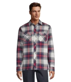 Men's Snap-Front Plaid Quilted Flannel Work Shirt