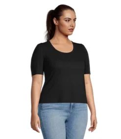 Women's Semi-Fitted Round Neck T Shirt 7 Women's Semi-Fitted Round Neck T Shirt -Clothing Store 396092 3AFFDHSP3 220 PROD 3 BLACK