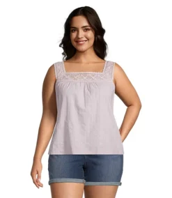 Women's Crochet Yoke Tank -Clothing Store 396708 3CHDDHSU3 868 PROD 1 LTPURP