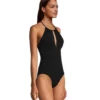 Women's One Piece High Neck Back Tie Swim Suit -Clothing Store 399016 3DJKFWS23 11O PROD 3 BLACK