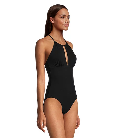 Women's One Piece High Neck Back Tie Swim Suit 3 Women's One Piece High Neck Back Tie Swim Suit