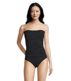 Women's One Piece Ruched Convertible Bandeau Swim Top
