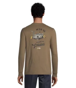 Men's Prendre Ma Pause Long Sleeve Crewneck Ultrasoft Cotton Work T Shirt -Clothing Store 399405 1AABDWS LST007 PROD 2 JEEP