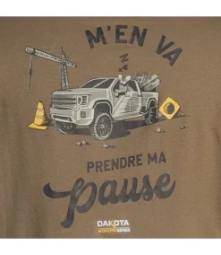 Men's Prendre Ma Pause Long Sleeve Crewneck Ultrasoft Cotton Work T Shirt